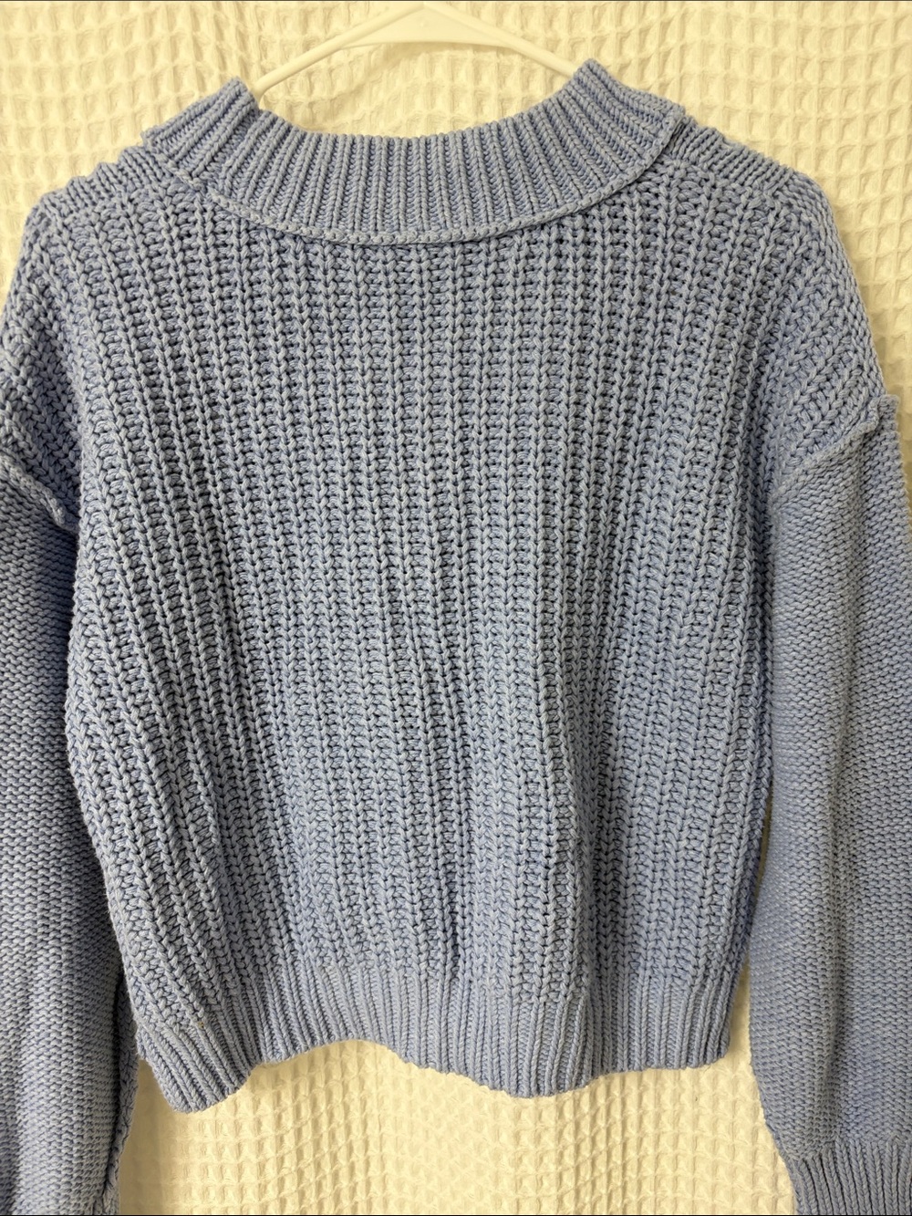 Free People Bell Song Texture-Knit Sweater Vintage Blue Periwinkle Medium - Picture 7 of 7